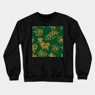 Magnolia Sketch Repeat Gold on Dark Green 5748 Crewneck Sweatshirt